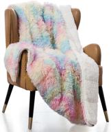 🌈 cozy up with mr.sandman faux fur sherpa weighted blanket - 48×72 15lbs, rainbow! logo