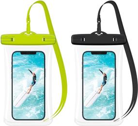 img 4 attached to 📱 Ruky Universal Waterproof Pouch: 2 Pack Underwater Phone Case for iPhone, Galaxy, Google Pixel - Black+Green