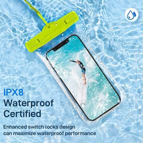 img 2 attached to 📱 Ruky Universal Waterproof Pouch: 2 Pack Underwater Phone Case for iPhone, Galaxy, Google Pixel - Black+Green