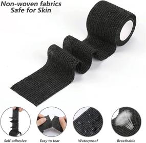 img 2 attached to 🏥 Civan 12 Pack Black Self-Adhesive Bandage Wrap - 2” x 5 Yards Coban Wrap, Elastic Breathable Bandage for Athletic Stretch, Sports Injury, Wrist, Ankle, Pets