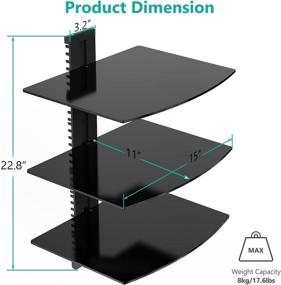 img 1 attached to WALI Black 3 Shelf Floating Entertainment Center Shelves, Holds Up to 17.6lbs, Strengthened 📺 Tempered Glass TV Shelf for DVD Players, Cable Boxes, Games Consoles, and TV Accessories (CS303B)