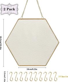 img 1 attached to 📏 Gold Hexagon Wall Earring Organizer: Hanging Earring & Jewelry Holder for Earrings, Necklaces, Bracelets - 2 Pack with Hanging Hooks