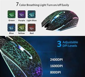 img 2 attached to 🖱️ TENMOS M2 Wireless Gaming Mouse - Silent Rechargeable Optical USB Computer Mice, 7 Color LED Light, Ergonomic Design, Adjustable DPI - Compatible with Laptop, PC, Notebook - 6 Buttons (Black)