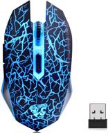 🖱️ tenmos m2 wireless gaming mouse - silent rechargeable optical usb computer mice, 7 color led light, ergonomic design, adjustable dpi - compatible with laptop, pc, notebook - 6 buttons (black) logo
