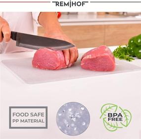 img 3 attached to 🔪 Набор пластиковых разделочных досок REMIHOF: Можно мыть в посудомоечной машине (3 штуки) - Двусторонние доски для нарезки с ручкой для удобства - Идеально подходит для овощей, фруктов, мяса и рыбы (серебряные)