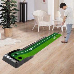 img 2 attached to 🏌️ Portable Indoor Putting Green with Ball Return & Alignment Training Aid - Mini Golf Practice Mat for Home, Office, and Outdoor Use - Includes 6 Bonus Balls