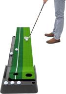 🏌️ portable indoor putting green with ball return & alignment training aid - mini golf practice mat for home, office, and outdoor use - includes 6 bonus balls logo