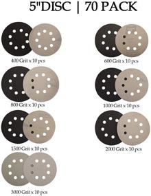 img 2 attached to 70PCS Wet Dry Sanding Discs, Gibolin 5 Inch 8 Hole Hook and Loop Sandpaper, Assorted Grits 400 600 800 1000 1500 2000 3000, Orbital Dustless Sander for Wood Car Boat Polishing Finishing