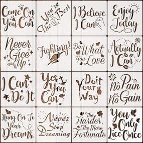 img 4 attached to 🎨 Coocamo 16 Pack Inspirational Quote Stencils - Reusable Plastic Word Art Templates for DIY Projects, Home Decor, and Motivational Crafts