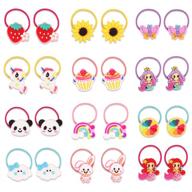 🎀 yasunmi 24pcs (12 pairs) elastic hair ties for girls - cute cartoon design, soft rubber bands for ponytails, hair accessories for toddlers, kids, teens, and children logo