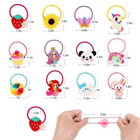 img 2 attached to 🎀 YASUNMI 24pcs (12 pairs) Elastic Hair Ties for Girls - Cute Cartoon Design, Soft Rubber Bands for Ponytails, Hair Accessories for Toddlers, Kids, Teens, and Children