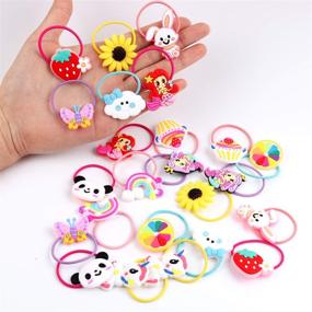 img 1 attached to 🎀 YASUNMI 24pcs (12 pairs) Elastic Hair Ties for Girls - Cute Cartoon Design, Soft Rubber Bands for Ponytails, Hair Accessories for Toddlers, Kids, Teens, and Children