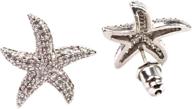 🌟 elegant titanium stainless steel starfish cubic zirconia stud earrings for women, girls - hypoallergenic & gift boxed logo