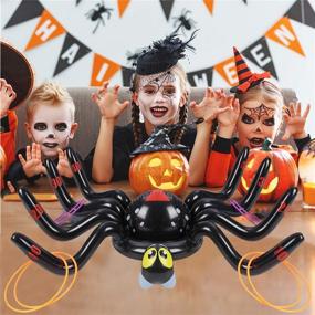 img 1 attached to 🕷️ Halloween Inflatable Spiders Ring Toss Game: Fun Party Decorations with 12 Rings for Kids and Adults - Indoor/Outdoor Halloween Activity