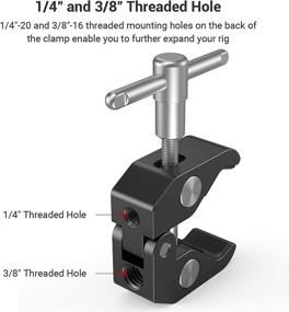 img 2 attached to 📸 Маленькая металлическая зажимная скоба SMALLRIG с резьбами 1/4" и 3/8" для улучшенного крепления камеры, освещения и аксессуаров - идеально подходит для камер, светов, зонтиков, крючков, полок, стекла, поперечных балок и многого другого - 735