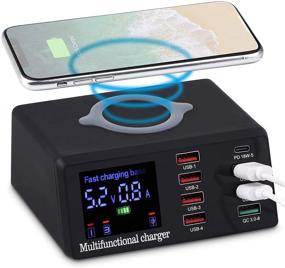 img 4 attached to WANLONGXIN Multiple USB Charger: 100W 8-Port Desktop Charging Station with Quick Charge 3.0, PD Fast Wall Charger, LCD Display, and 10W Wireless Charging