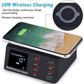 img 2 attached to WANLONGXIN Multiple USB Charger: 100W 8-Port Desktop Charging Station with Quick Charge 3.0, PD Fast Wall Charger, LCD Display, and 10W Wireless Charging