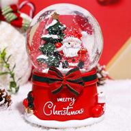 🎄 xxmanx 100 mm christmas snow globe with 8 music and 4 color lights - musical resin/glass home decoration for girls boys kids granddaughters babies birthday gift (automatic snow drift) logo