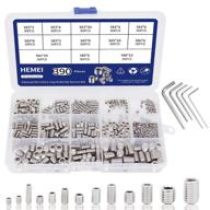 🔩 390-piece hemei internal hex drive cup-point screw set – m3/m4/m5/m6/m8 sizes, 304 stainless steel metric grub screw assortment kit with 5 hex wrenches логотип
