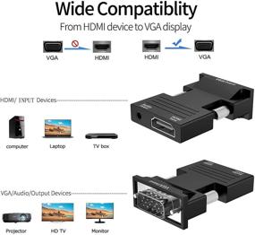 img 3 attached to Enhanced HDMI to VGA Adapter Converter (Female to Male) with Audio Output - Ideal for Computer, Laptop, PC, Monitor, Projector, HDTV, Chromebook & Xbox