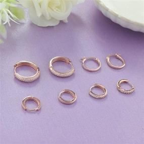 img 2 attached to FINREZIO Crystal CZ Surgical Steel Small Hoop Earrings for Women and Teens - 4 Pairs, Hypoallergenic and Endless Design, Various Sizes (8mm/10mm/15mm)