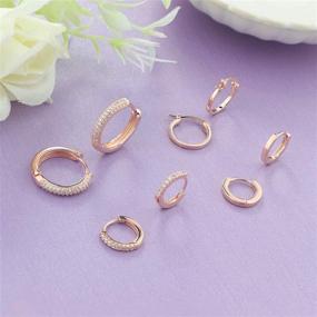 img 1 attached to FINREZIO Crystal CZ Surgical Steel Small Hoop Earrings for Women and Teens - 4 Pairs, Hypoallergenic and Endless Design, Various Sizes (8mm/10mm/15mm)