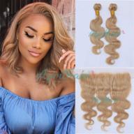 👑 aprilhair 8a pre plucked honey blonde brazilian virgin human hair body wave lace frontal with 2 bundles and ear to ear 13x4 closure (12with12 14) logo
