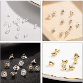 img 2 attached to 📿 450 PCS Earring Backs Kit - 10 Styles Earring Backings Clips with Safety Pads - Plastic Ear Locking Stopper Bullet Earring Set by Kiniza