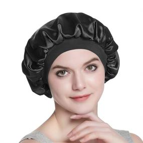 img 1 attached to Sleep Satin Lined Bonnets Black