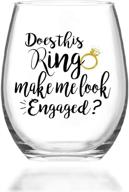 💍 engaged gift: does this ring make me look engaged stemless wine glass - 15oz | engagement wine glass for her, wife, fiancée, lover | unique wine glass idea for bridal shower, valentine’s day, christmas, wedding логотип