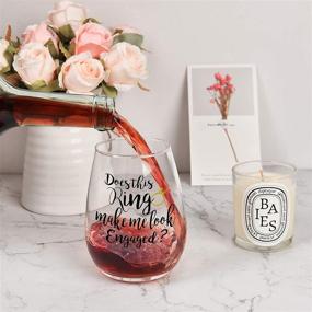 img 3 attached to 💍 Engaged Gift: Does This Ring Make Me Look Engaged Stemless Wine Glass - 15Oz | Engagement Wine Glass for Her, Wife, Fiancée, Lover | Unique Wine Glass Idea for Bridal Shower, Valentine’s Day, Christmas, Wedding