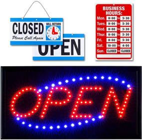 img 4 attached to 🌟 Ultima LED Neon Open Sign for Business: Lighted Sign Open with Flashing Mode – Indoor Electric Light up Sign for Stores (19 x 10 in, Model 2) with Business Hours and Open & Closed Signs