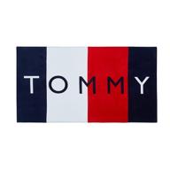 🏖️ tommy hilfiger heritage stripe beach towel: vibrant multicolor & generous 36x70 inch size logo