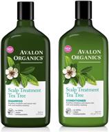 🌿 avalon organics tea tree scalp treatment shampoo and conditioner: all natural with aloe, lavender, chamomile and babassu oil, sulfate free, paraben free, cruelty free, vegan (11 fl. oz.) logo