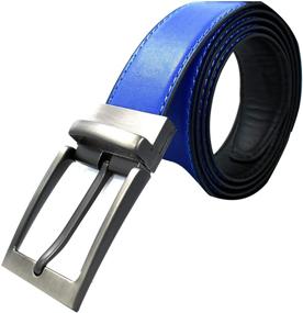 img 2 attached to Stylish and Versatile Reversible Belt in Royal Blue - 35mm Men's Accessories and Belts