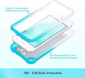 img 2 attached to Ruky iPod Touch 5 6 7 Case - 360°Full Body Protection with Built-in Screen Protector - Bling Liquid Floating Girls Case in Gradient Teal