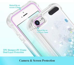 img 1 attached to Ruky iPod Touch 5 6 7 Case - 360°Full Body Protection with Built-in Screen Protector - Bling Liquid Floating Girls Case in Gradient Teal