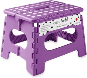 img 4 attached to 🪜 Casafield 9'' Folding Step Stool with Handle, Purple: Portable Collapsible Foot Stool for Kids & Adults - Ideal for Kitchen, Bathroom & Bedroom