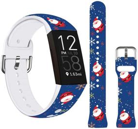 img 4 attached to 🎄 Рождественские ремешки Merry Christmas для Fitbit Charge 4 - водонепроницаемые силиконовые запасные ремни