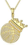 🏀 pdtjmtg 18k gold plated sterling silver iced out crown basketball necklace - perfect for sports enthusiasts, nba fans, and hip hop lovers logo