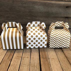 img 1 attached to 🎁 36 Pack Gold and White Chevron, Stripe, and Polka Dot Paper Gable Favor Boxes - Outside the Box Papers