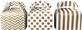 img 4 attached to 🎁 36 Pack Gold and White Chevron, Stripe, and Polka Dot Paper Gable Favor Boxes - Outside the Box Papers