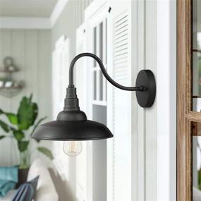 img 1 attached to 🔦 Emliviar 10-Inch Black Finish Gooseneck Farmhouse Barn Light, Model 523 BK