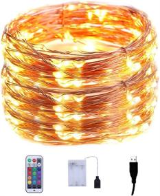 img 4 attached to 33ft LED Fairy Lights with RF Control, USB and Battery Case - Ideal for Bedroom, Patio, Garden, Gate, Yard, Parties, Wedding - Warm White Outdoor LED String Lights 100 LEDs