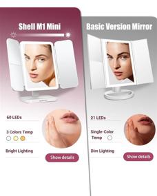 img 1 attached to 💄 Easehold LED Vanity Makeup Mirror with Tri-Fold Design, 38 Lights, 180 Degree Free Rotation, A-White