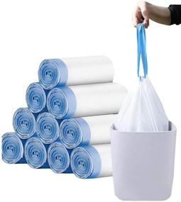 img 4 attached to 🌿 Biodegradable Trash Bags: Thick, Drawstring Small Wastebasket Bags (5 Rolls)