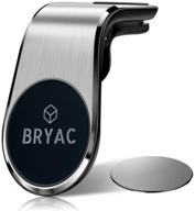 📱 sleek silver bryac universal l type car mount: reliable air vent clip stand holder for mobile phone logo