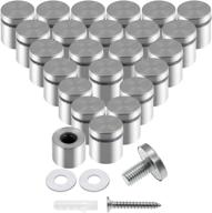 🔩 24 pcs 1x1 stainless steel standoff screws for wall sign mounting - advertising glass standoff nail for hanging acrylic picture frame, silver logo