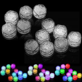 img 3 attached to 12 Pack LED Ice Cubes for Drinks, Colorful Liquid Sensor Lights, Party Decorative Multicolor Set of 12 Pcs Simulation Ice Cube Lights Up - Rose