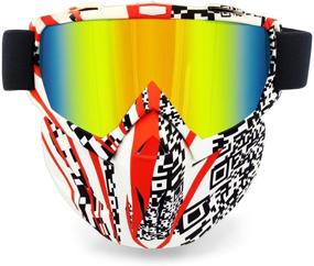img 4 attached to 🏍️ PP PICADOR Motorcycle Helmet Goggles with Removable Face Mask: Detachable Motocross Motorbike Goggles for UV Protection - Ideal for Adult Men